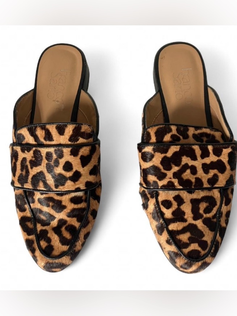 Franco Sarto Leopard Print Calf Hair Mule Loafers Size 6 - Picture 2 of 9